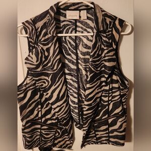 Chico's Blue and Cream Animal Print Vest